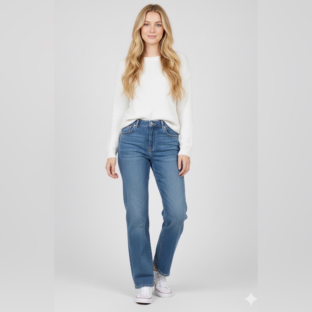 Buffalo David Bitton High Rise Wide Leg Della Jeans Size 8 Medium Wash Brand New